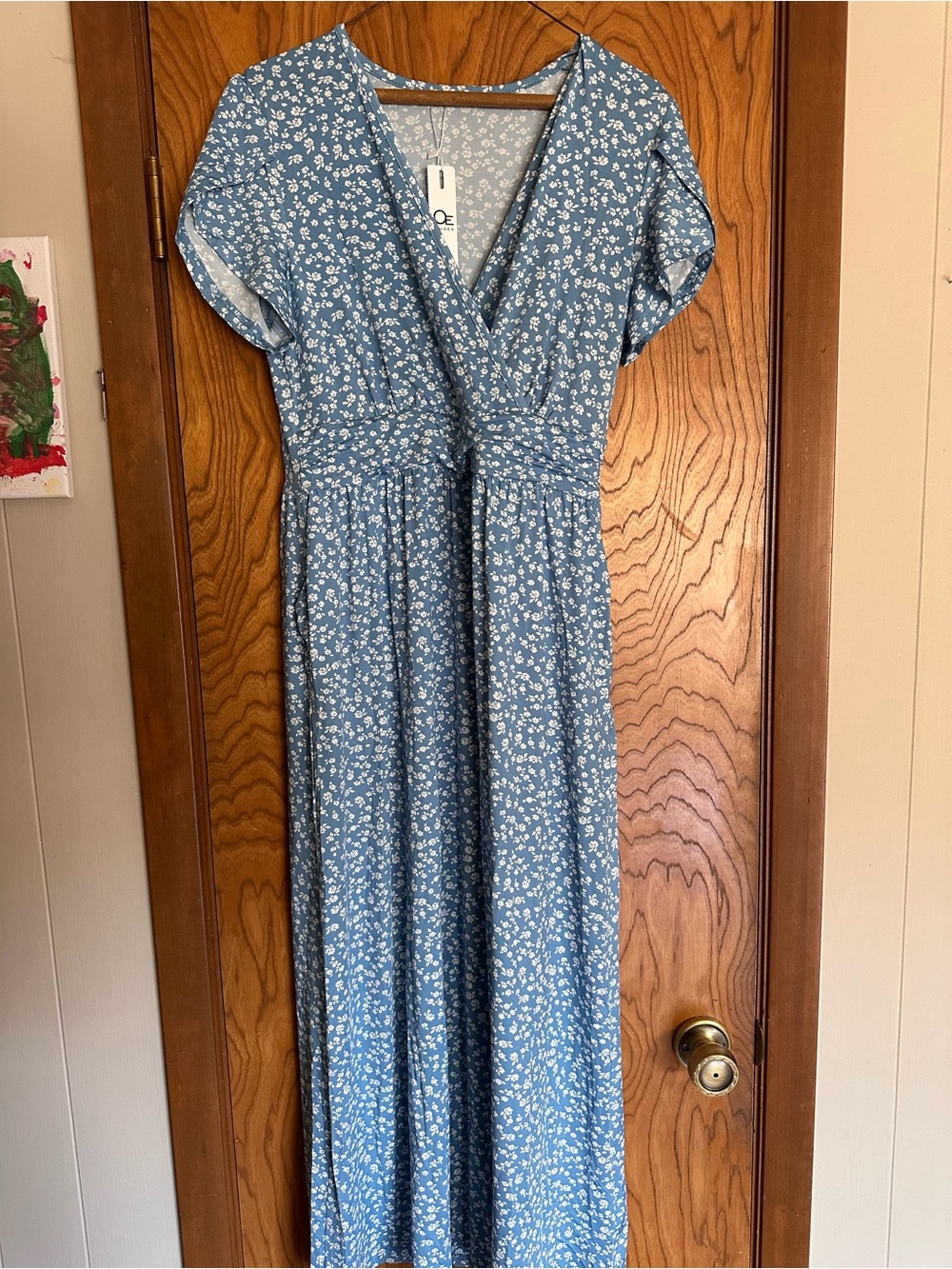 Blue Floral Maxi Wrap Dress